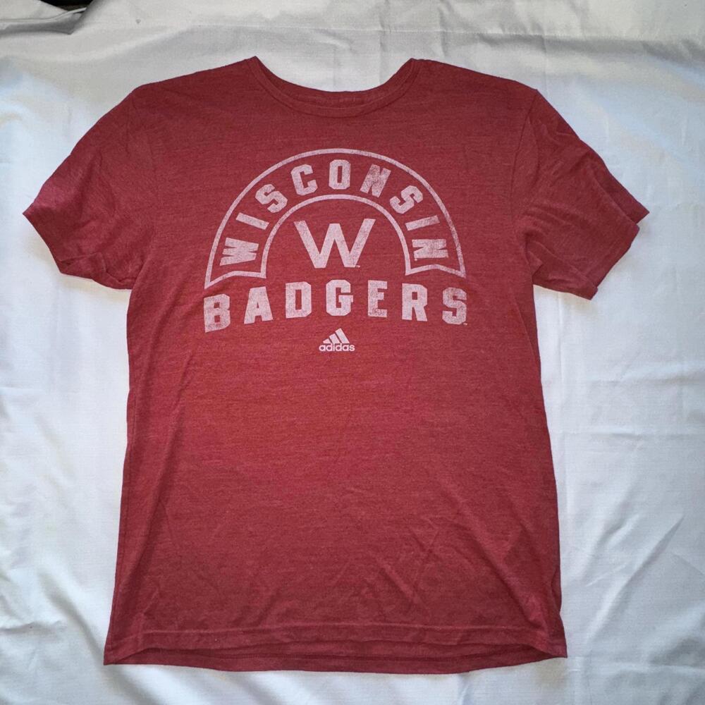 Mens NCAA Adidas Wisconsin Badgers Tee Large Shirt‎ Football Basketball College